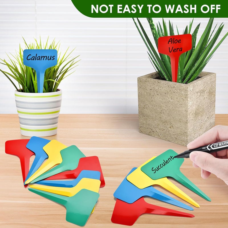 Darfukei Plant Labels 120pcs with Garden Plant Markers Pen of Outdoor Waterproof,Color T-Type Plant Tags and Permanent Marking Pen, Garden Labels Gardening Gifts for Women Men - Image 3